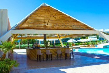 Sharm El Sheikh, Mısır - 26 Eylül 2017: Bina ve alan otel Monter Carlo Sharm Resort ve Spa, Sharm El Sheikh, Mısır üzerinde 26 Eylül 2017