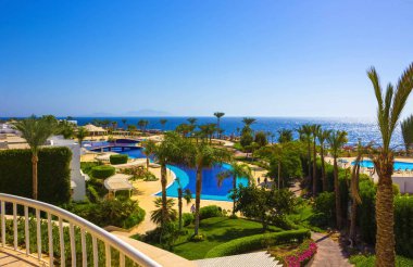 Sharm El Sheikh, Mısır - 26 Eylül 2017: Bina ve alan otel Monter Carlo Resort Sharm El Sheikh