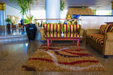 Sharm El Sheikh, Mısır - 26 Eylül 2017: Monter Carlo Sharm Resort ve Spa lobbi