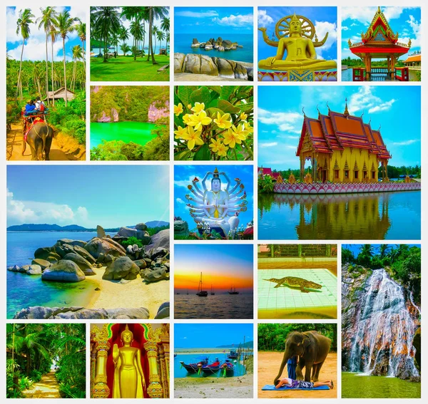 The collage from views of Samui island. Thailand — Stock Photo, Image