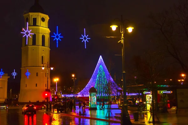 Vilnius Litauen Januar 2017 Unbekannte Auf Der Straße Der Altstadt — Stockfoto
