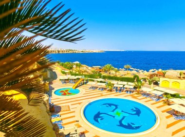 Sharm El Sheikh, Mısır - 25 Eylül 2017: Lüks görünümünü otel Dreams Beach Resort Sharm 5 yıldız, Sharm El Sheikh, Mısır üzerinde 25 Eylül 2017