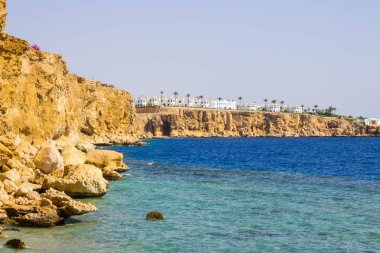 Sharm el Sheikh, Mısır Resifi'nde plajda Panoraması