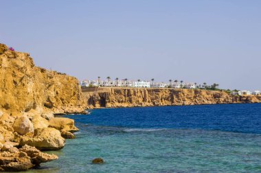 Sharm el Sheikh, Mısır Resifi'nde plajda Panoraması