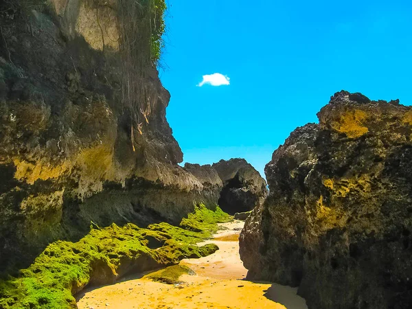 Padang Padang Beach Bali Arena Blanca Cielo Azul — Foto de Stock