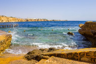 Sharm el Sheikh, Mısır Resifi'nde plajda Panoraması