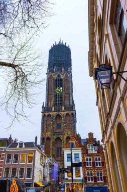 Utrecht, Hollanda - 15 Aralık 2017: Street tarihi evlerin Merkezi Utrecht, Hollanda