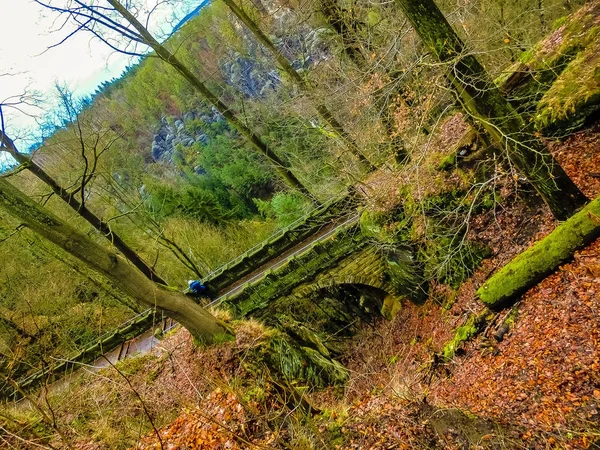 Il ponte Bastei, Parco nazionale della Svizzera sassone — Foto Stock