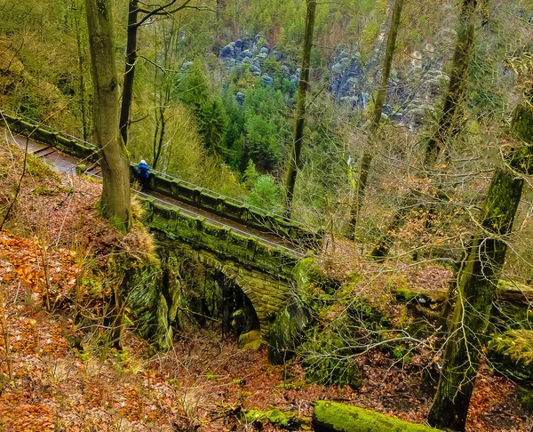 Die bastei-brücke, Nationalpark Sächsische Schweiz — Stockfoto