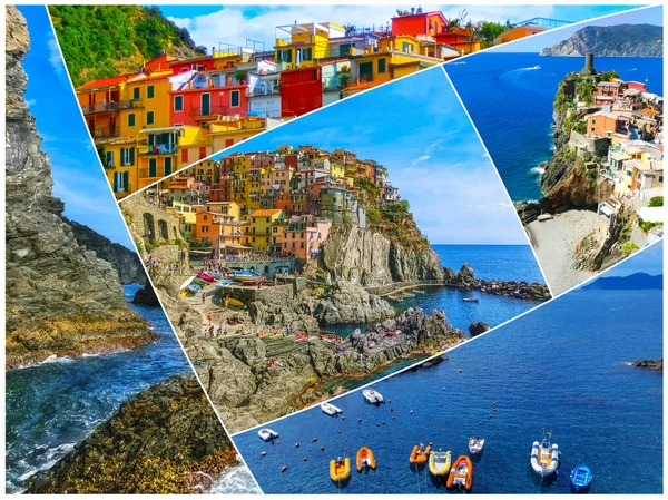 Collage di foto delle Cinque Terre in Italia — Foto Stock