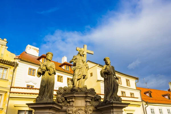 Prague, Czech Republic - December 31, 2017: Statue Of The Holy Savior with Cosmas And Damian — Stock Photo, Image