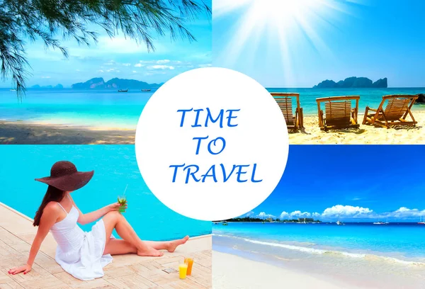 El tiempo de vacaciones, verano, playa, viajes, vacaciones, concepto de mar — Foto de Stock