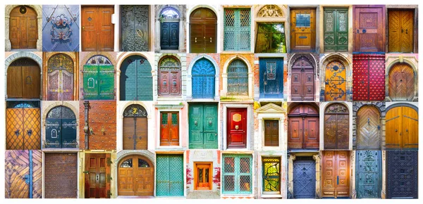 Collage of medieval front doors — Stock Photo, Image