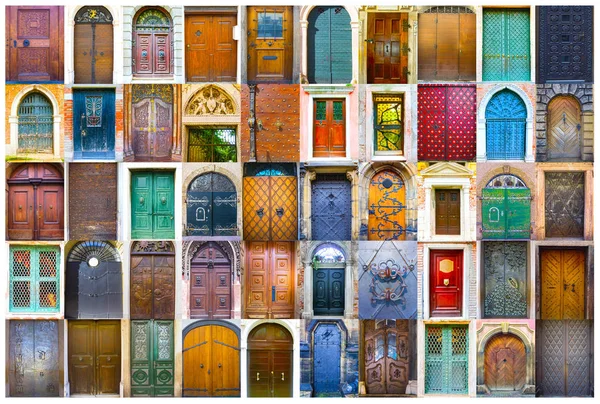 Colagem de portas frontais medievais — Fotografia de Stock