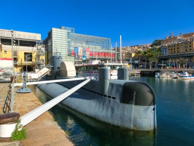 Cenova, İtalya - 11 Eylül 2019: Nazario Sauro 518 İtalyan donanmasının dizel motorlu denizaltısıdır.