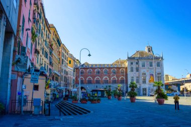 Cenova, İtalya - 11 Eylül 2019: Palazzo San Giorgio - Palazzo delle Compere veya St. George