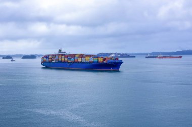 Panama Kanalı, Panama - 7 Aralık 2019: Maersk Hattı C konteynırı