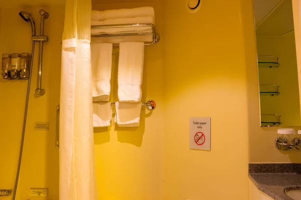 Koupelna se sprchovým koutem, Toaleta na výletní loď — Stock fotografie
