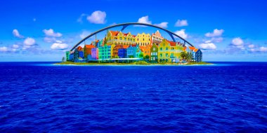 Şehir Willemstad görünümünü. Curacao, Hollanda Antilleri