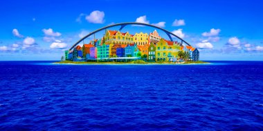 Şehir Willemstad görünümünü. Curacao, Hollanda Antilleri