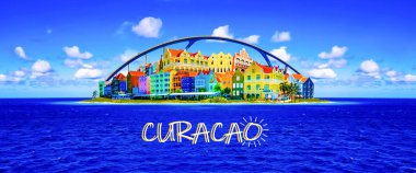 Şehir Willemstad görünümünü. Curacao, Hollanda Antilleri