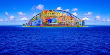 Şehir Willemstad görünümünü. Curacao, Hollanda Antilleri