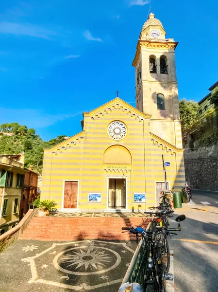 Portofino Italy September 2019 View Divo Martino Church Portofino Liguria — Stok fotoğraf
