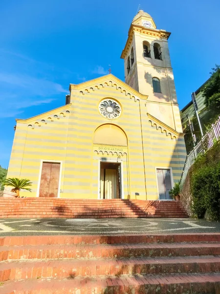 Vista Iglesia Divo Martino Portofino Liguria Italia — Foto de Stock