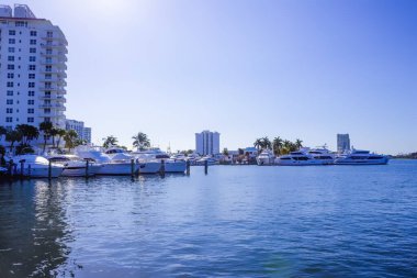 Köprünün yakınındaki Fort Lauderdale 'de yatlar kenetlendi.