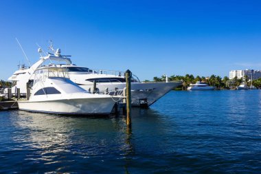 Köprünün yakınındaki Fort Lauderdale 'de yatlar kenetlendi.