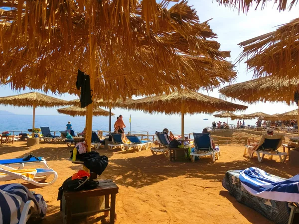 Sharm Sheikh Egipto Febrero 2020 Personas Descansando Reef Beach Egipto — Foto de Stock