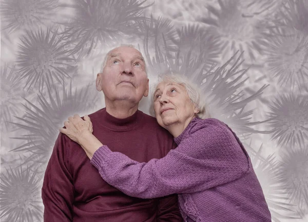 Coronavirus Covid Pareja Ancianos Ancianos Casa Sentados Juntos Para Siempre — Foto de Stock