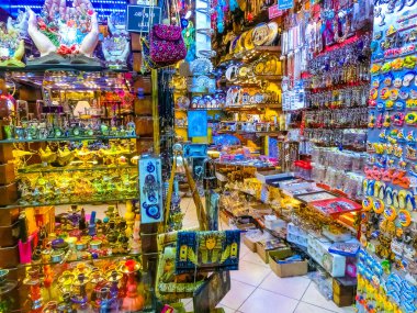 Sharm El Sheikh, Egypt - February 17, 2020: The local gift shop in Egyptian souvenir shop at Sharm El Sheikh, Egypt on April 13, 2017