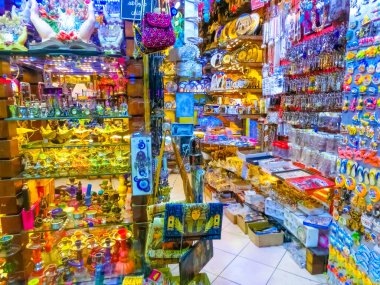 Sharm El Sheikh, Egypt - February 17, 2020: The local gift shop in Egyptian souvenir shop at Sharm El Sheikh, Egypt on April 13, 2017