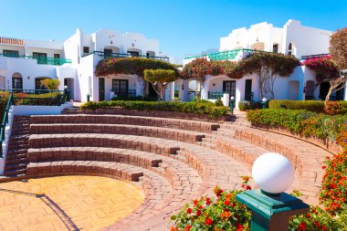 Sharm El Sheikh, Egypt - February 13, 2020: The view of hotel Verginia Sharm Resort and Aqua Park 4 stars at Sharm El Sheikh, Egypt on February 13, 2020