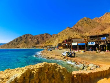 Sharm El Sheikh, Mısır - 17 Şubat 2020: Ünlü dalış alanı - 100 'den fazla dalgıcın öldüğü Mısır' daki Mavi Delik