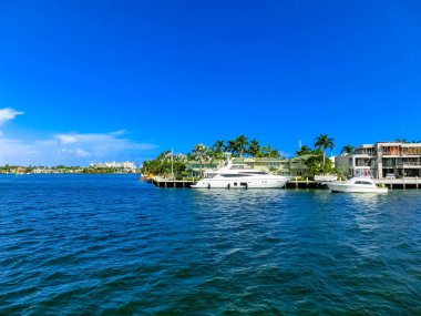Fort Lauderdale - December 1, 2019: Cityscape of Ft. Lauderdale, Florida showing the beach, yachts and condominiums
