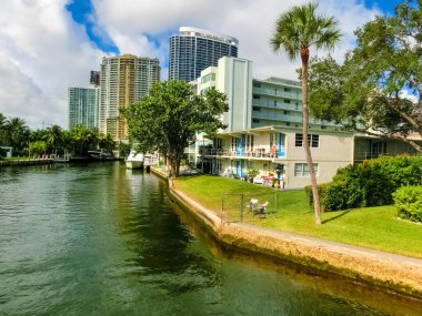 Fort Lauderdale - December 1, 2019: Cityscape of Ft. Lauderdale, Florida showing the beach and the city