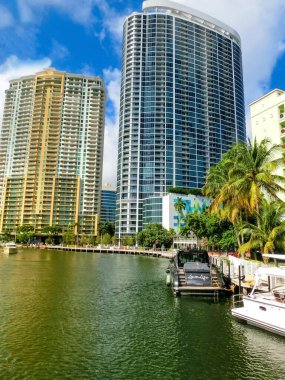 Fort Lauderdale - December 1, 2019: Cityscape of Ft. Lauderdale, Florida showing the beach, yachts and condominiums