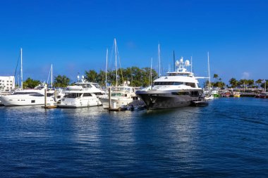 Boat marina and yachts at Fort lauderdale, Florida clipart