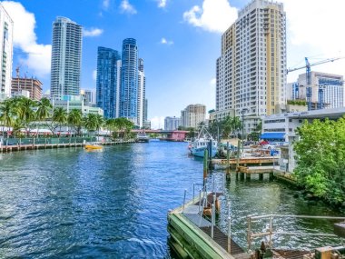 Fort Lauderdale - December 1, 2019: Cityscape of Ft. Lauderdale, Florida showing the beach, yachts and condominiums