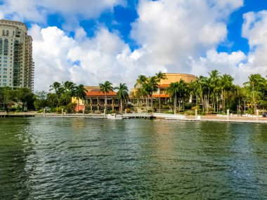 Fort Lauderdale - December 1, 2019: Cityscape of Ft. Lauderdale, Florida showing the beach, yachts and condominiums