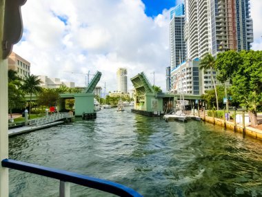 Fort Lauderdale - December 1, 2019: Cityscape of Ft. Lauderdale, Florida showing the beach, yachts and condominiums