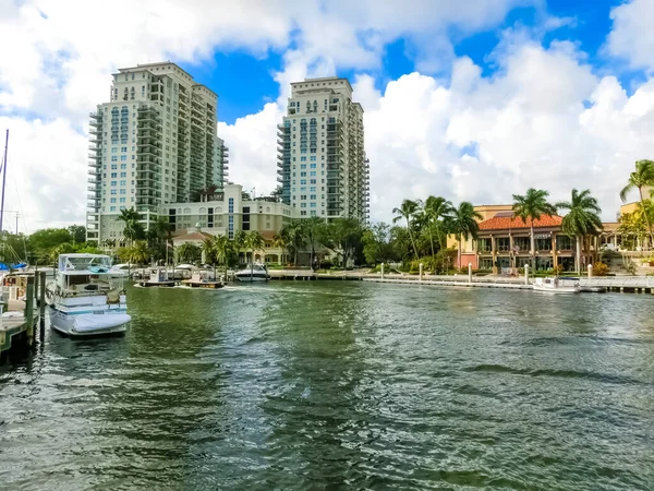 Fort Lauderdale December 2019 Cityscape Lauderdale Florida Showing Beach Yachts — Stock Photo, Image