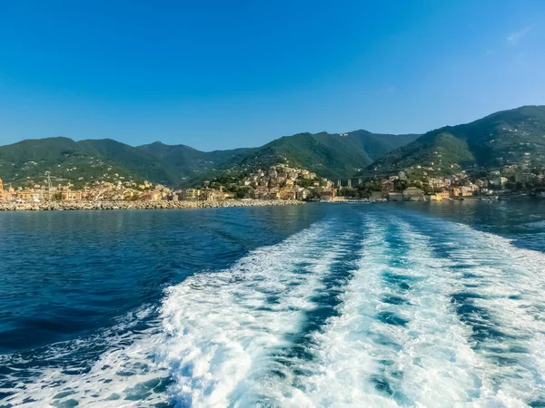 Vista Mar Desde Barco Ciudad Rapallo Liguria Italia — Foto de Stock