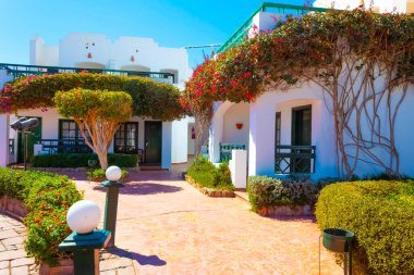 Sharm El Sheikh, Egypt - February 13, 2020: The view of hotel Verginia Sharm Resort and Aqua Park 4 stars at Sharm El Sheikh, Egypt on February 13, 2020