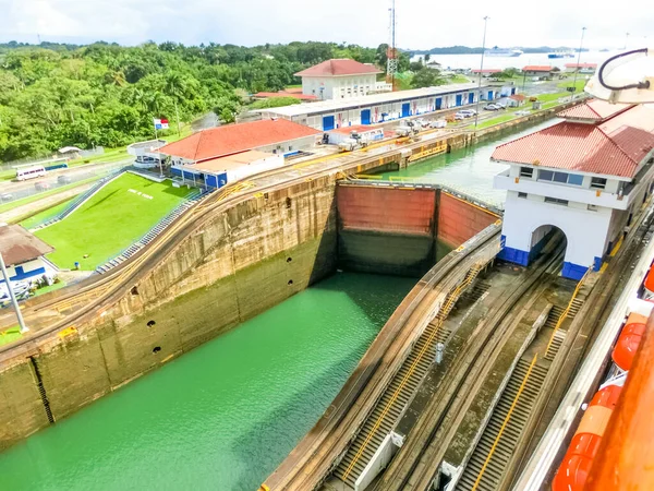 Vista Canal Panamá Partir Navio Cruzeiro Panamá — Fotografia de Stock