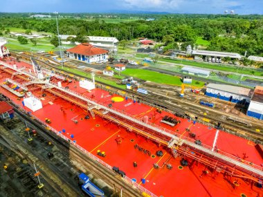 Panama Kanalı 'nın Panama' daki yolcu gemisinden görüntüsü