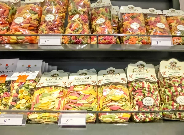 Génova Liguria Italia Septiembre 2019 Regalo Pasta Exhibido Tienda Pastas —  Fotos de Stock