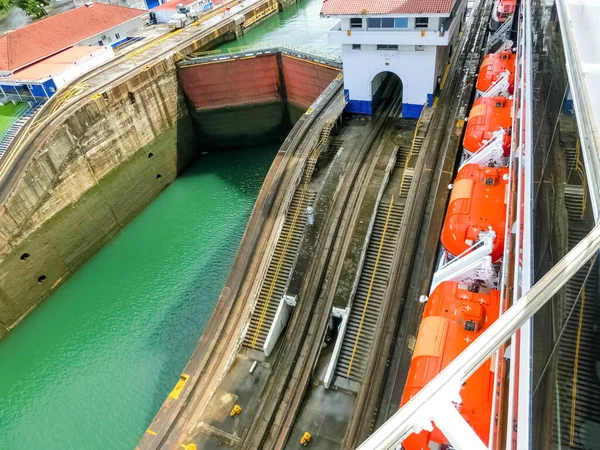 Veduta Del Canale Panama Dalla Nave Crociera Panama — Foto Stock